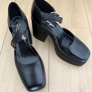 Free People Black Platform Mary Jane Heels
